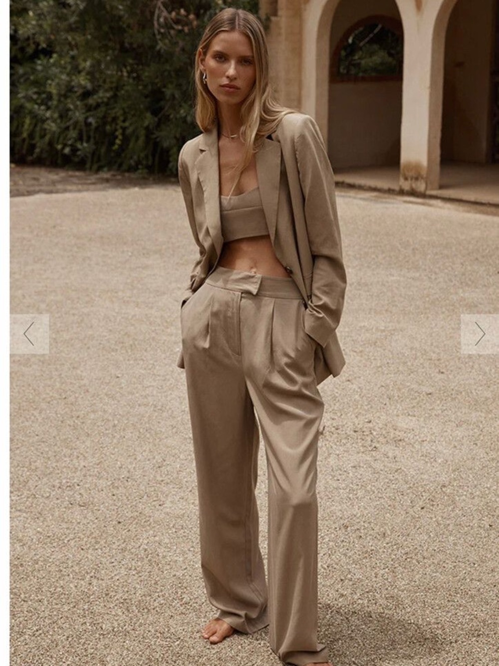 DISSH Karla linen blend trousers in camel - Picture 3 of 7